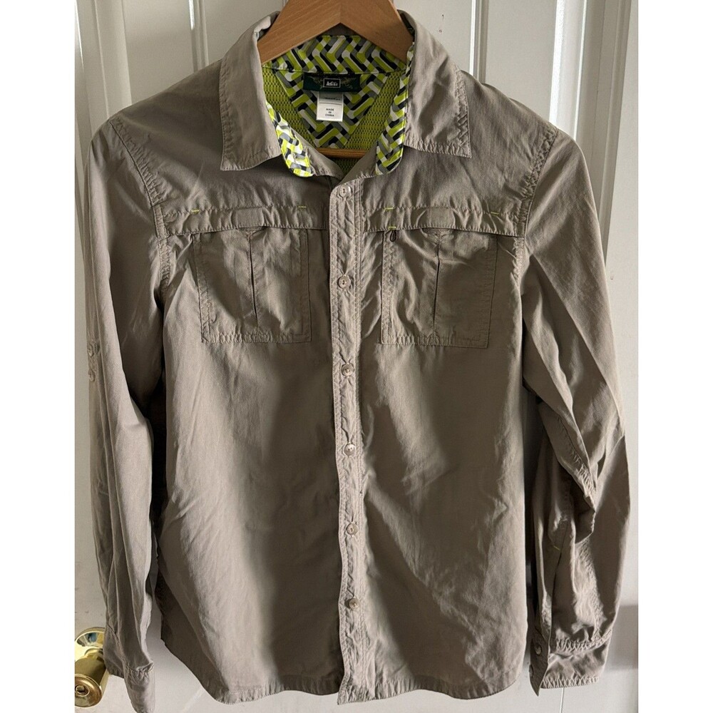 REI Youth Nylon Long Sleeve Button Shirt Size L 14-16 Vented Hiking Fishing